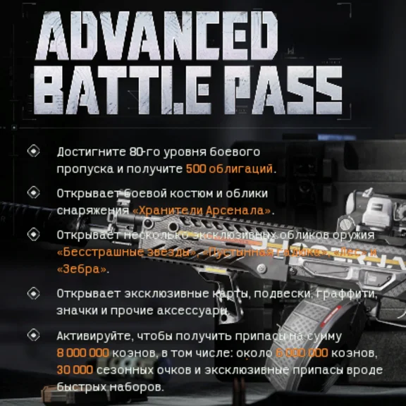 Arena Breakout: Infinite боевой пропуск  3 сезон по ID