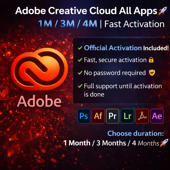 Adobe Creative Cloud Все приложения | 1–2–3 месяца | Бы