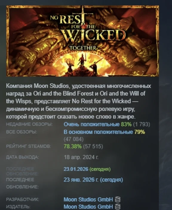 No Rest for the Wicked 💎 STEAM GIFT RUSSIA