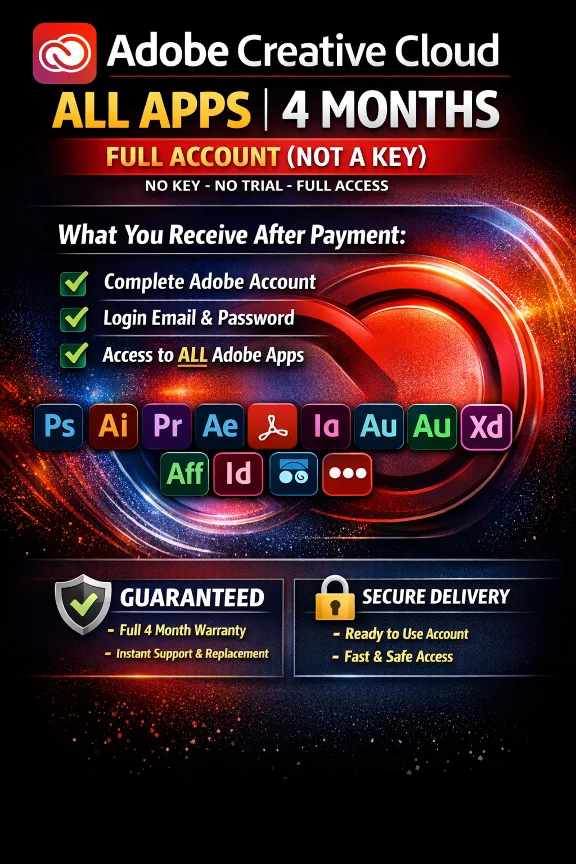 Adobe Creative Cloud – All Apps (4 Months) | Full Acc