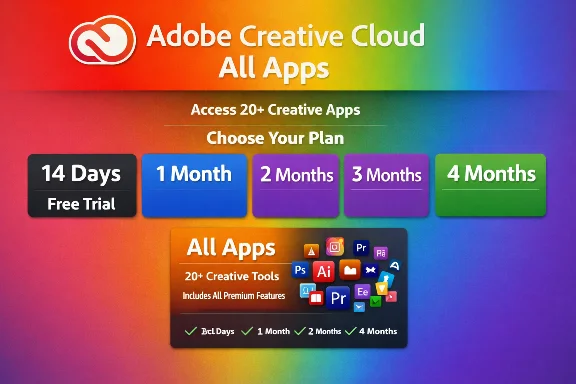 Adobe Creative Cloud – All Apps (4 Months) | Full Acc