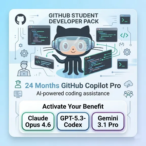 GitHub Student Developer Pack + Copilot Pro | 24 Months | On your account