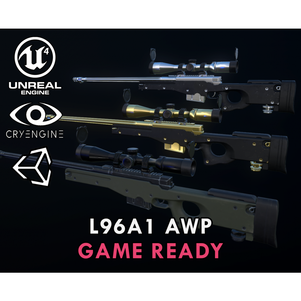 Купить L96A1 AWP in three materials for game ready за 629