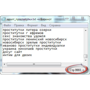 Ключевые слова. Интим-досуг тематика. 9993 шт + БОНУС
