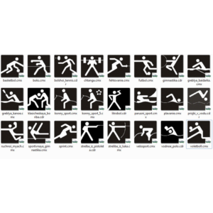 Виды спорта в иконках  (пиктограммы) в векторе