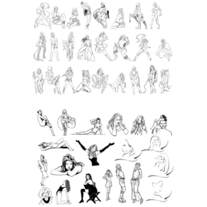 Клипарт силуэтов девушек в векторе