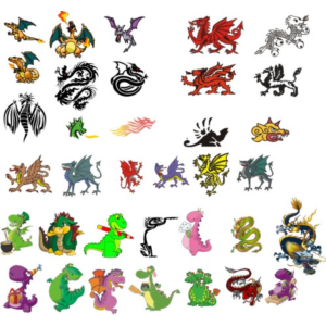 Драконы в векторе - клипарт