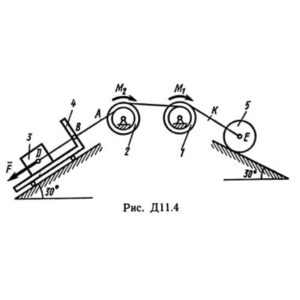 Задача по термеху Д11 В44 (рис. 4 усл. 4) Тарг С.М. 89