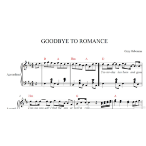 Goodbye to romance Ozzy Osbourne ноты для аккордеона
