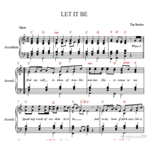 LET IT BE´´ THE BEATLES нотя для аккордеона,баяна