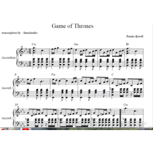 Game of thrones(игры престола ноты для аккордеона/баяна