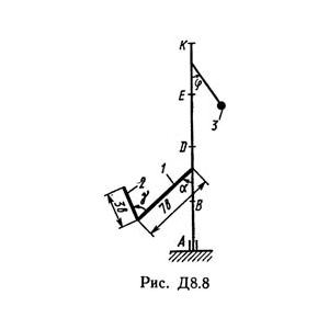 Решение Д8-87 (Рисунок Д8.8 условие 7 С.М. Тарг 1989 г)