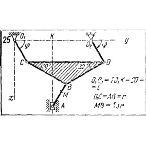 Задача К2 Вар. 25 термех из решебника Яблонский АА 1978