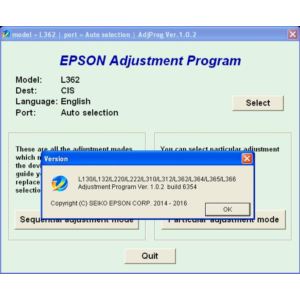 Epson L132, L222, L312, L362, L366 Adjustment Program