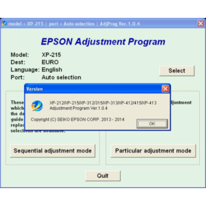 Epson XP215, XP313, XP315, XP413, XP415, Adjustment Pro