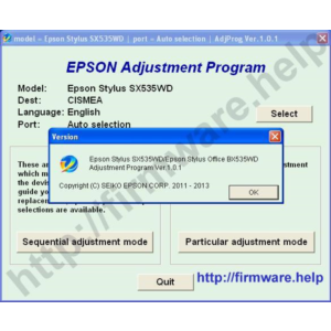 Epson SX535WD, BX535WD Adjustment Program