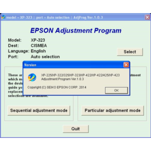 XP225, XP322, XP323, XP422, XP423 Adjustment Program