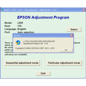 Epson L110, L210, L355, L550. L555 Adjustment Program
