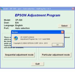 Epson XP320, XP420, XP424 Adjustment Program