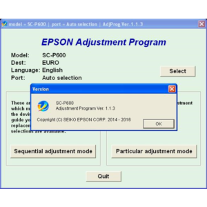 Epson Sure Color SC-P600 Adjustment Program