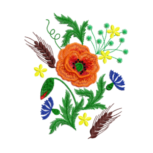 Дизайн машинной вышивки цветы маки васильки 140х170 мм.