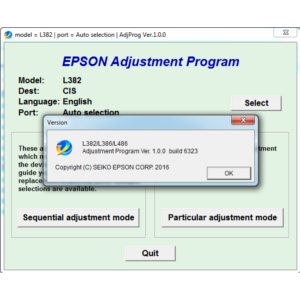 Adjustment program Epson L382, L386, L486 (Сброс)
