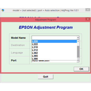 Аджасмент EPSON L130L132 L220L222L310L312L362L365L366