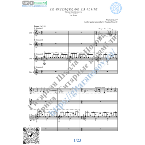 Пассажир дождя (Ноты для 4-х гитар)