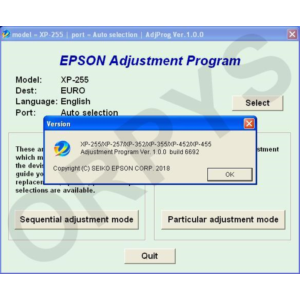 Epson XP-255, XP-257,XP-355, XP-455  Adjustment Program