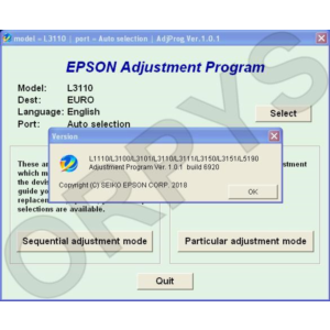Epson L1110 L3100 L3110 L3150 L5190 Adjustment Program