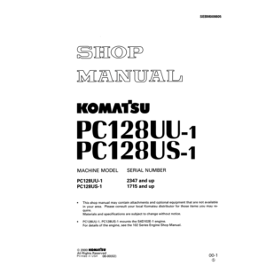 Komatsu PC128UU-1, US-1 Shop Manual
