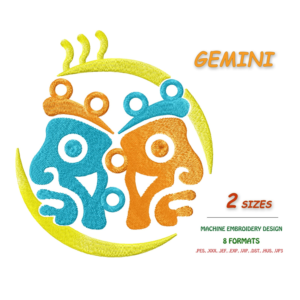Знак зодиака Близнецы. Дизайн машинной вышивки 2 разм.