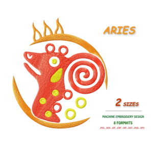 Знак зодиака Овен. Дизайн машинной вышивки 2 размера