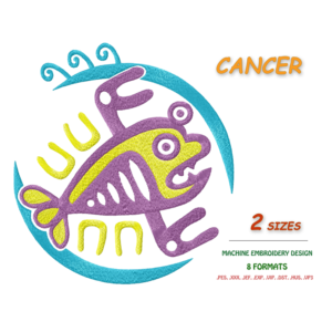 Знак зодиака Рак. Дизайн машинной вышивки 2 размера