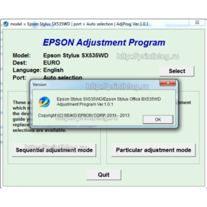 Adjustment program Epson SX535WD Office BX535WD (Сброс)