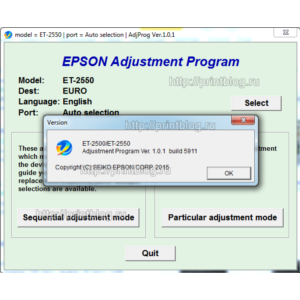 Adjustment program Epson ET-2500, ET-2550 Сброс памперc