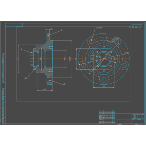 Чертеж Ступица переднего колеса ЗИЛ-4331