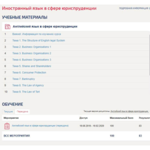 Английский язык в сфере юриспруденции (Синергия ответы)