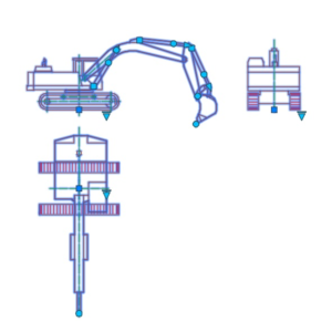 Динамический блок экскаватора Hyundai  в формате dwg