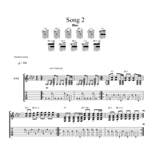 Табы к песне Blur - Song 2 (acoustic)