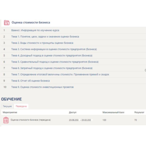 Оценка стоимости бизнеса (ответы тест Синергия) 70 балл
