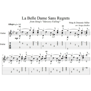 La Belle Dame Sans Regrets (Sting) для гитары