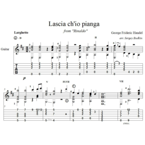 Lascia ch´io pianga - Ринальдо (Гендель) для гитары