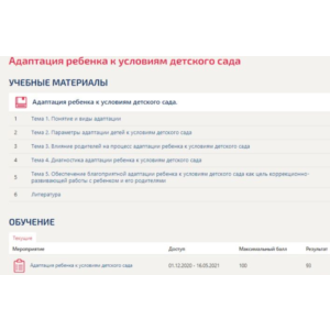 Адаптация ребенка к условиям детского сад тест Синергия