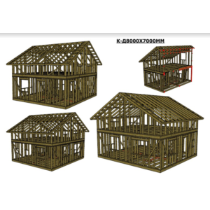 Проект двухэтажного каркасного дома 8000х7000 мм