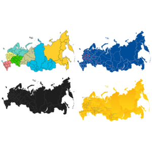 Карта России с регионами в векторе