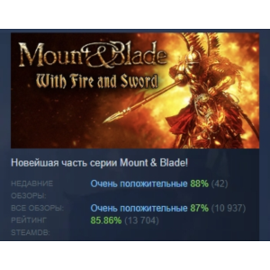 Mount & Blade: With Fire & Sword STEAM РОССИЯ