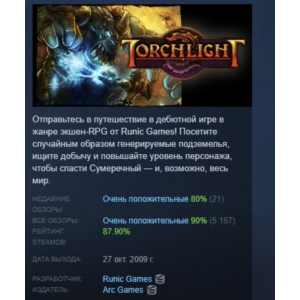 Torchlight АВТОДОСТАВКА STEAM GIFT РОССИЯ