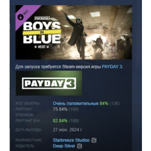 PAYDAY 3: Boys in Blue Heist АВТОДОСТАВКА STEAM РОССИЯ