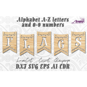 Алфавит Флаги буквы a-z, цифры 0-9 для лазерной резки